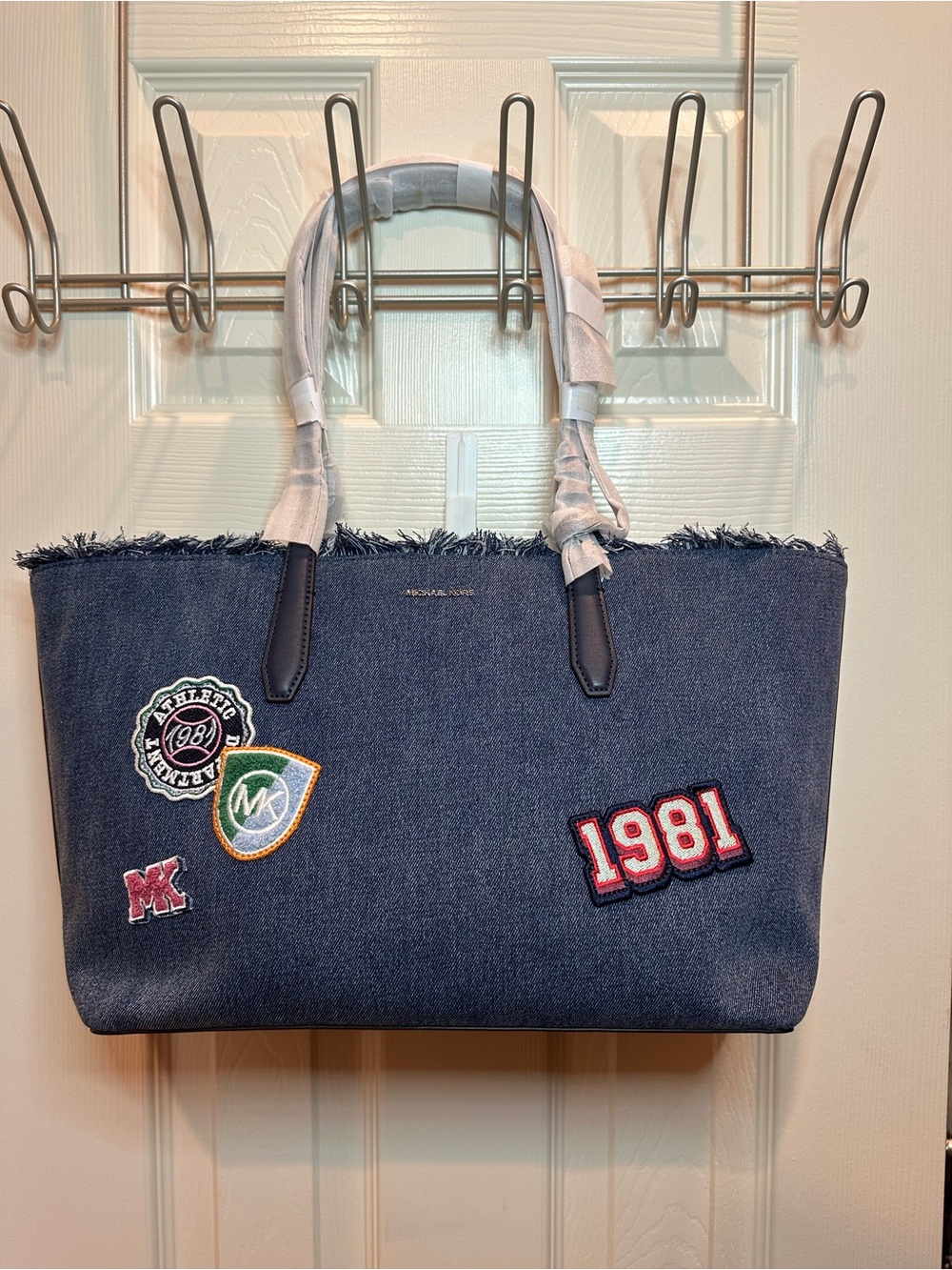 Michael Kors Denim Patch Tote Bag in Dark Blue NWT